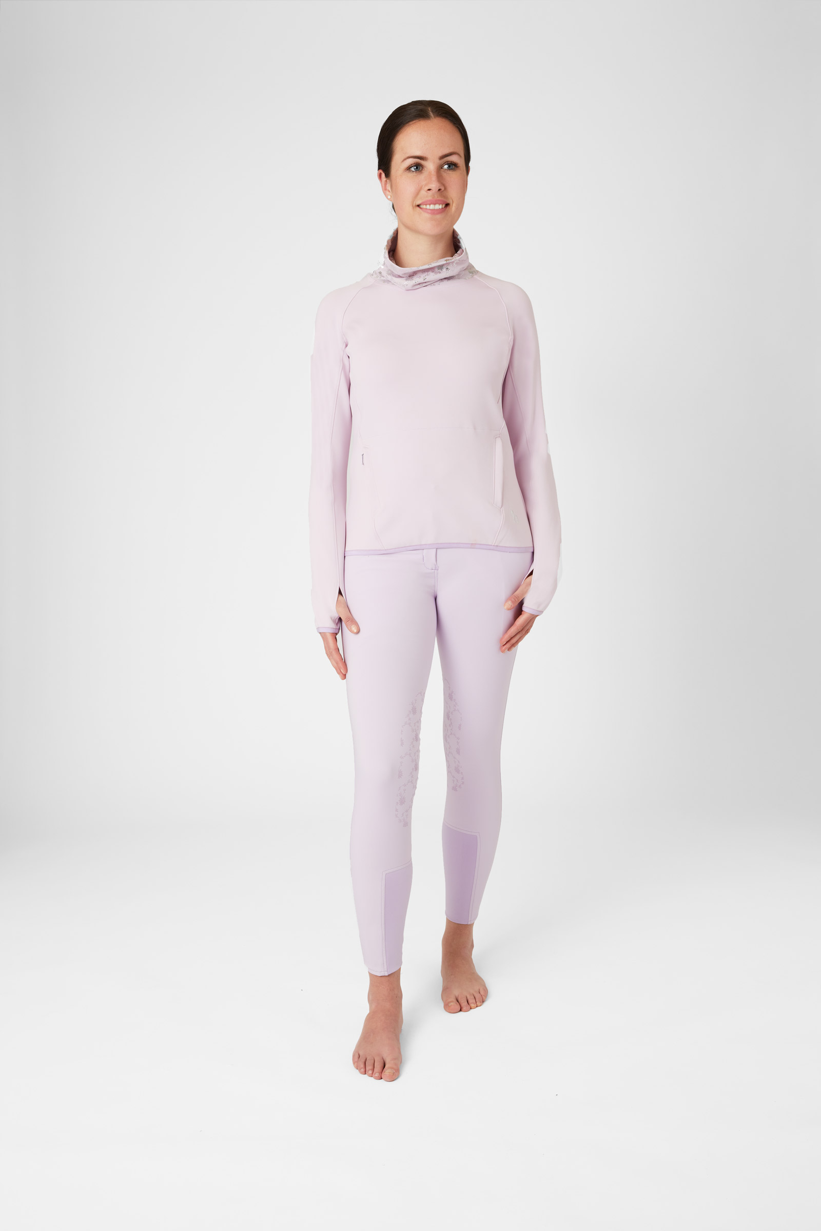 Horze Kaitlin naisten toiminnallinen treenipaita kukallisella kauluksella