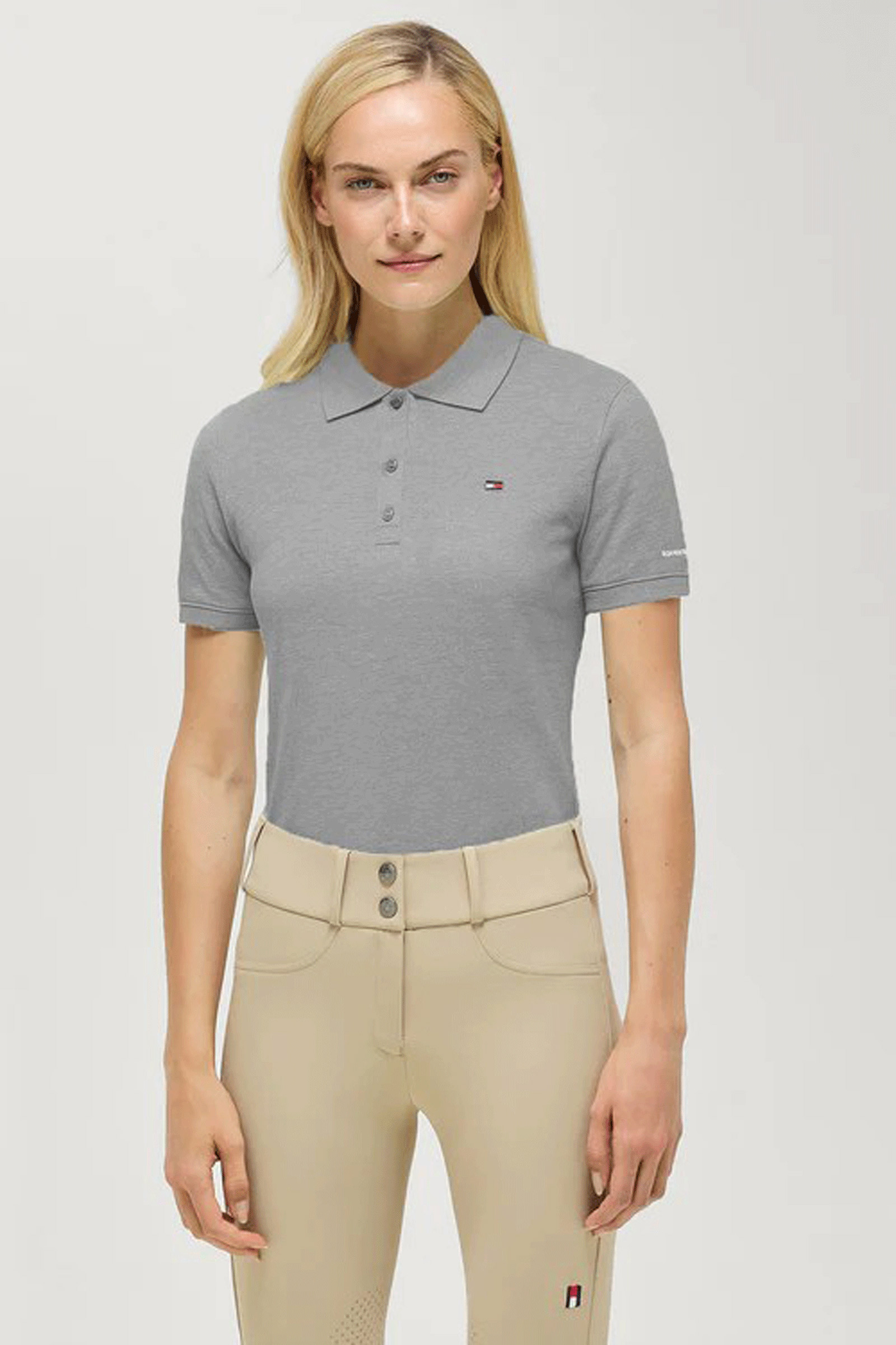 Grey Melange Tommy Hilfiger Equestrian naisten poolopaita