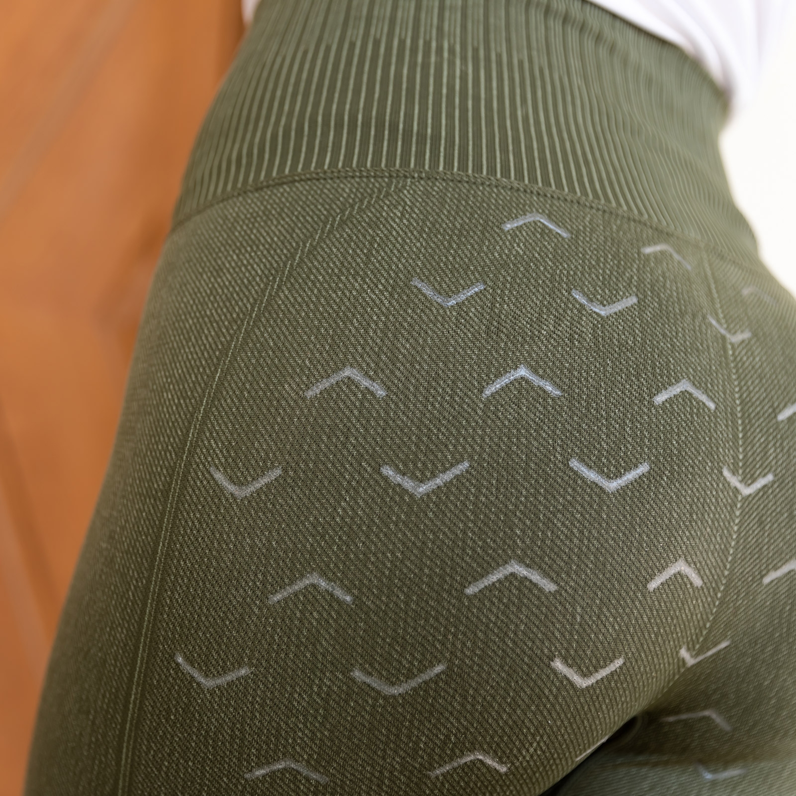 Horze Vanessa Denim-Look naisten saumattomat, kokopaikkaiset ratsastusleggingsit silikonipainatuksilla