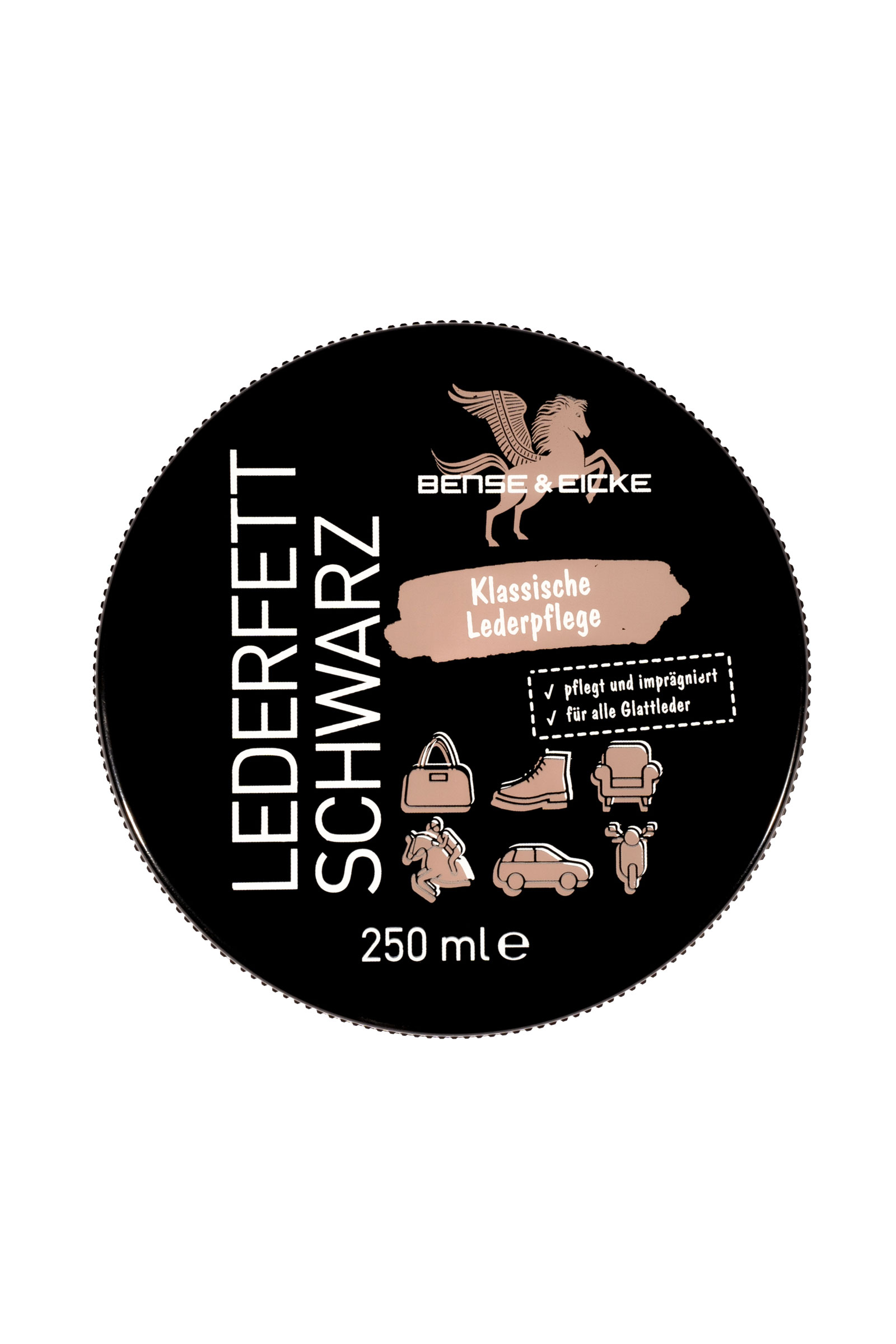 Bense & Eicke Musta nahkarasva, 250 ml