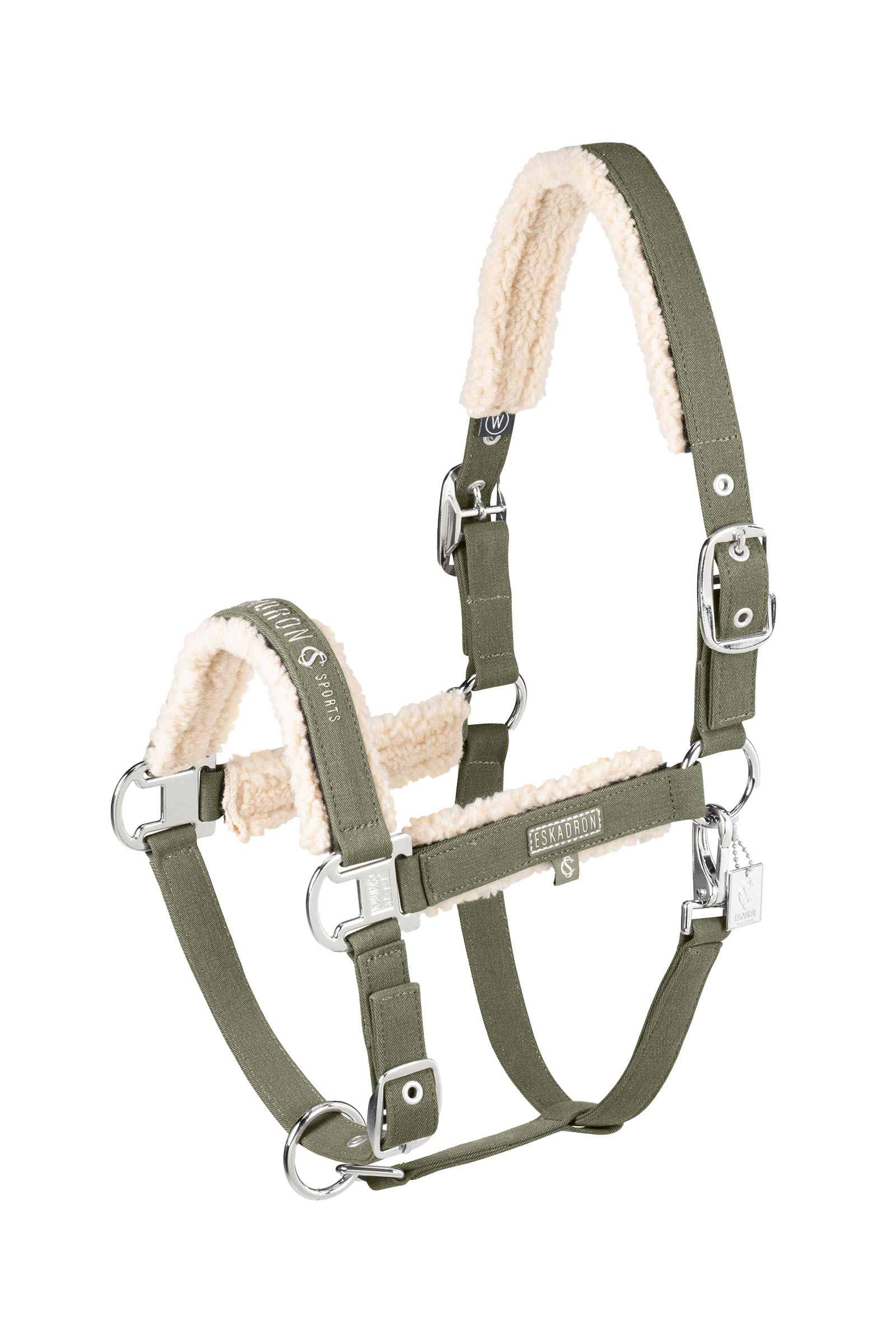 dusty olive Eskadron Classic Sports SS25 Denim suitsi kaksinkertaisella soljella ja teddyfleece-vuorella