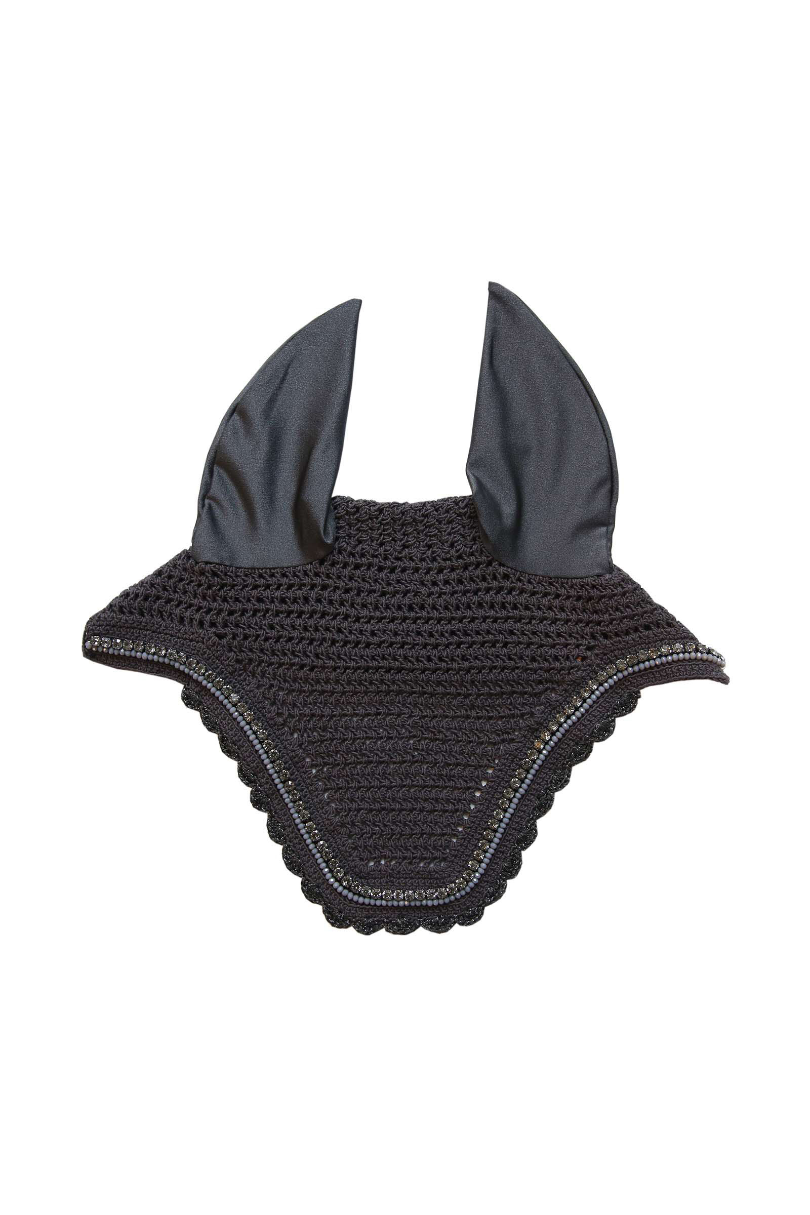 Grey Kentucky Horsewear Wellington &auml;&auml;net&ouml;n korvahuppu timanteilla ja helmill&auml;