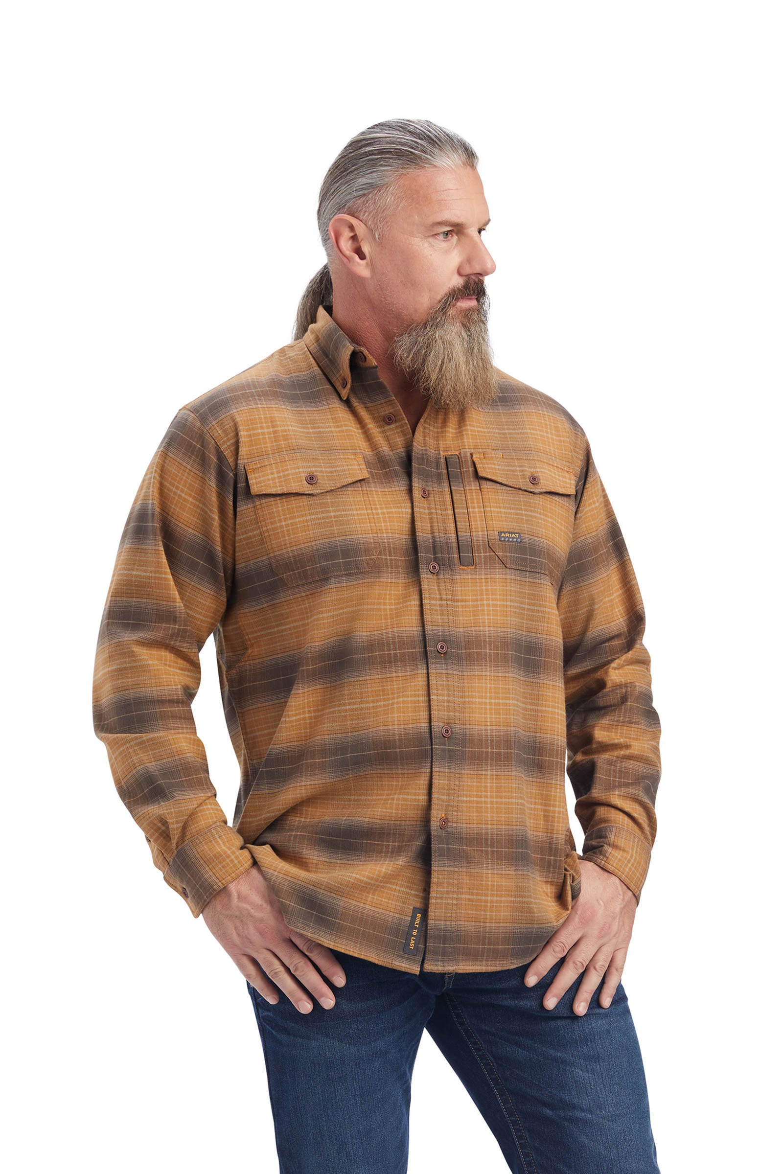 Safari Light brown Ariat Rebar flanellinen DuraStretch työpaita
