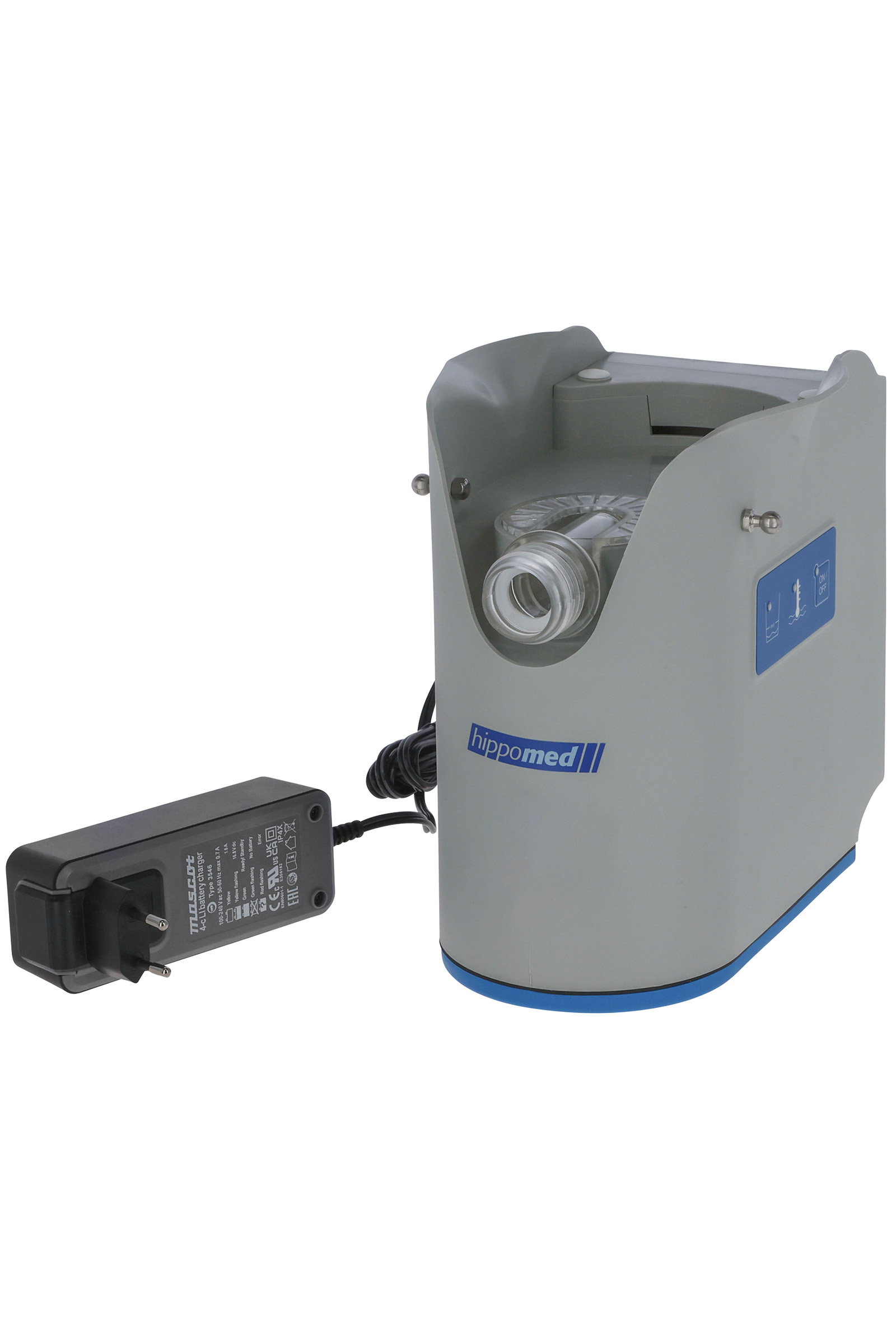 Hippomed AirOne Flex akkuk&auml;ytt&ouml;inen ultra&auml;&auml;ni-inhalaattori ilman maskia