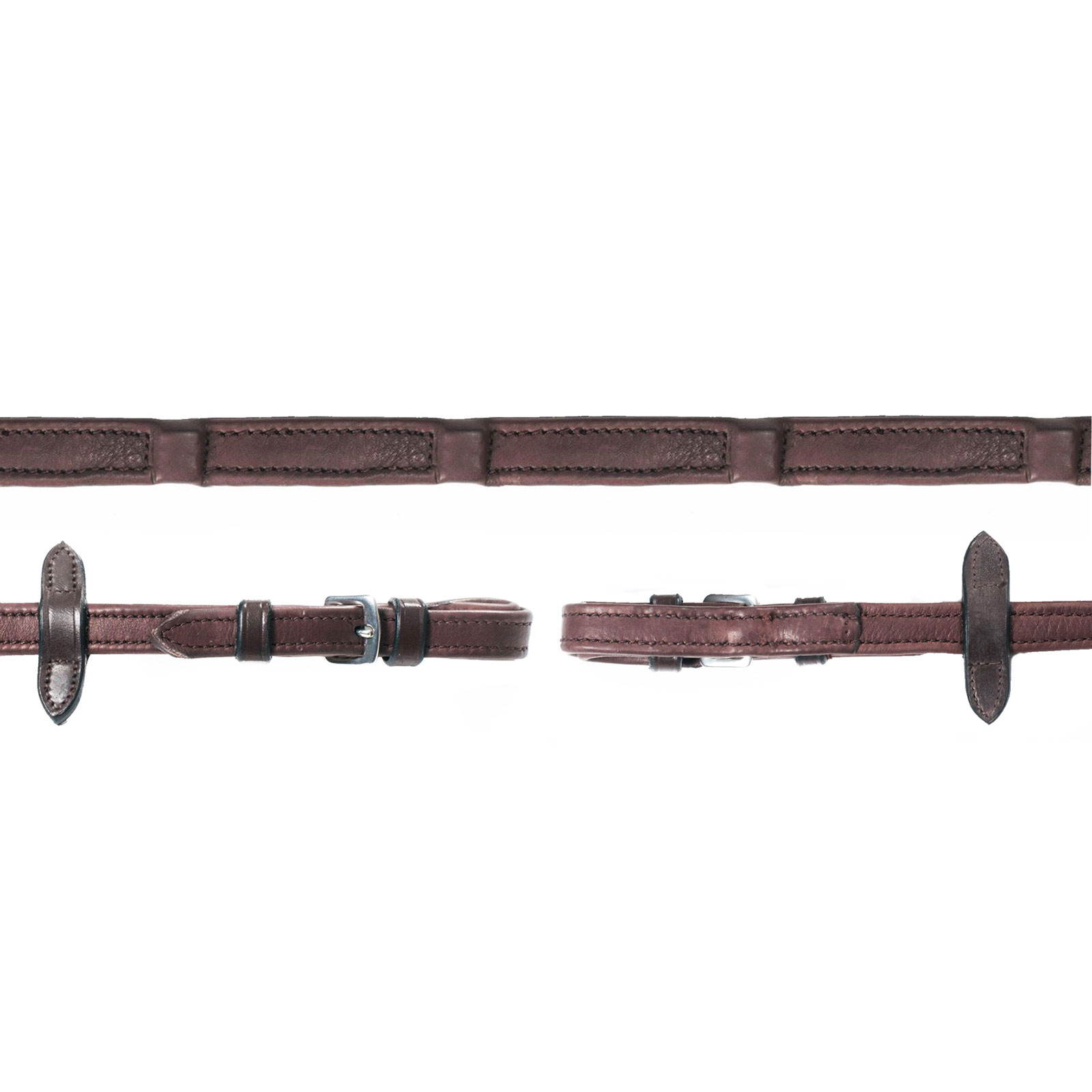 Dark Brown/Silver Schockemöhle Sports Durasoft nahkaohjat nailonytimellä