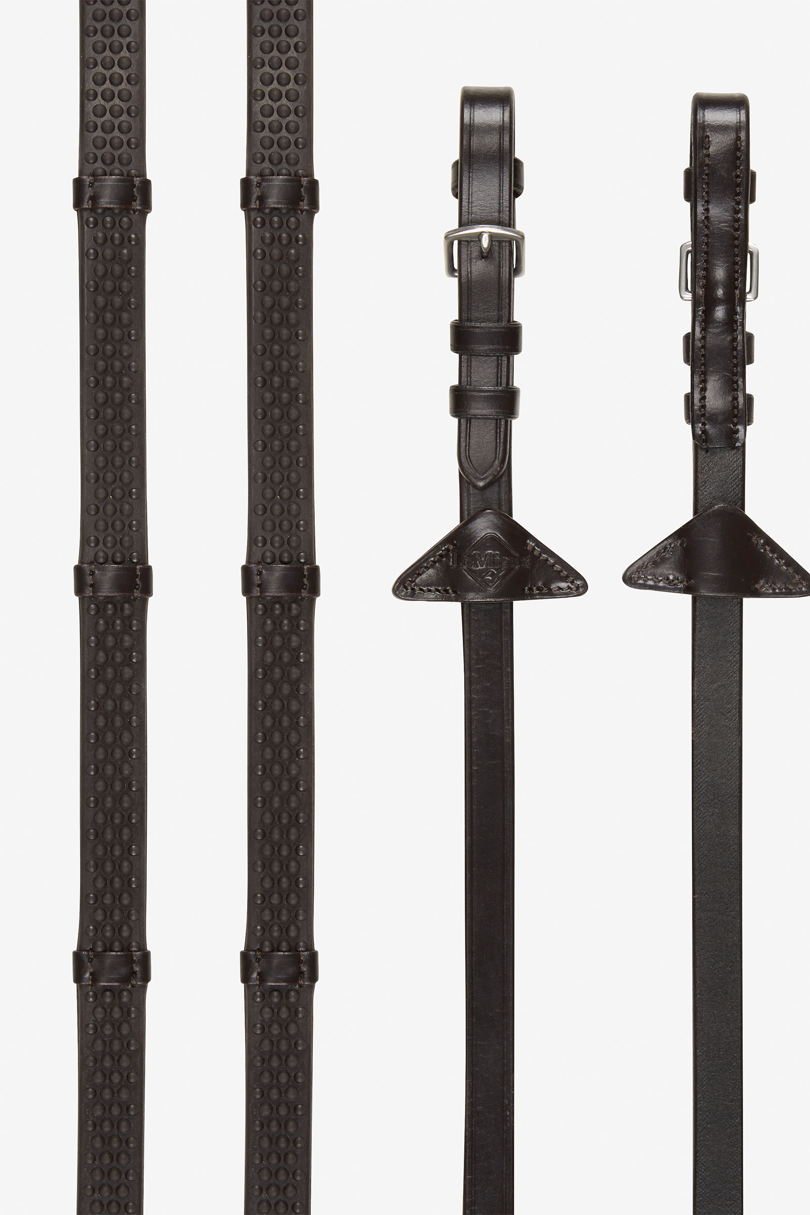 Brown/Silver LeMieux Soft Rubber pehmeät kumiohjat stoppareilla