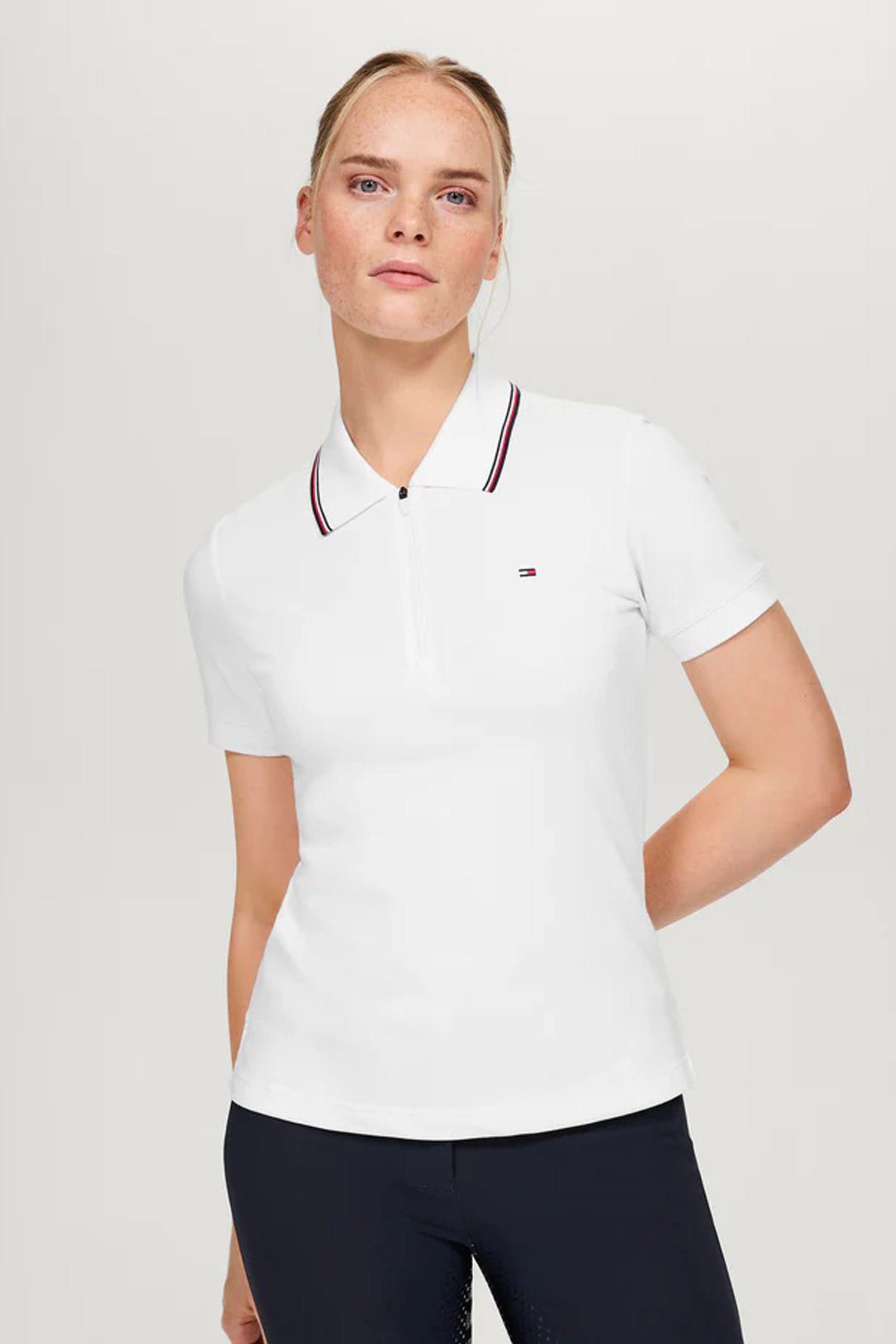 OPTIC WHITE Tommy Hilfiger Equestrian Camden naisten vetoketjullinen pikeepaita