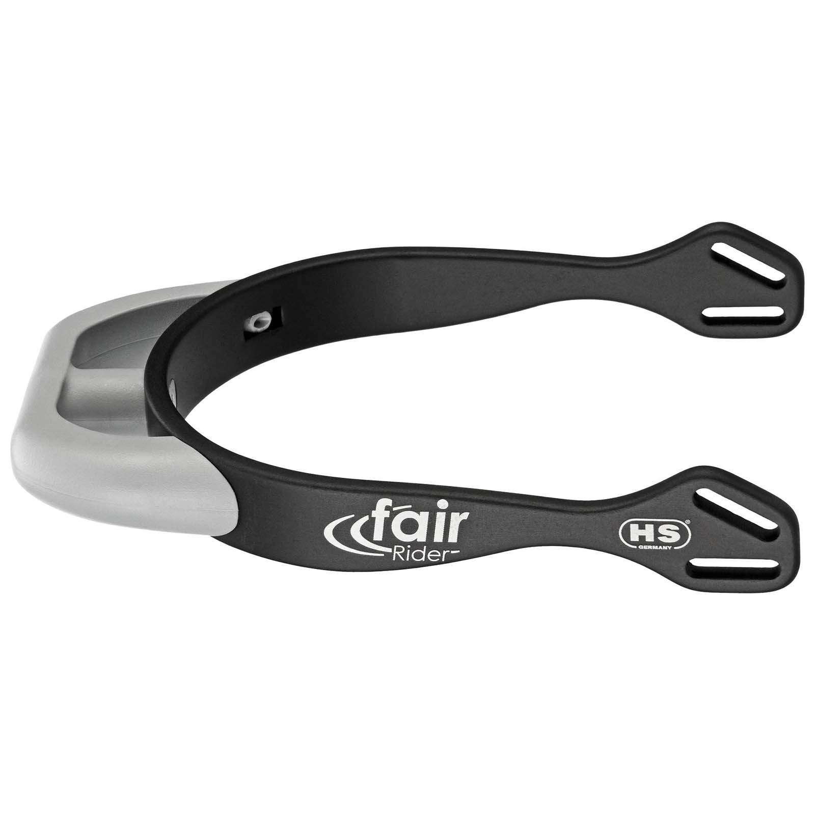 Black/Silver Sprenger FairRider alumiinikannukset litteällä kannusosalla, 20 mm