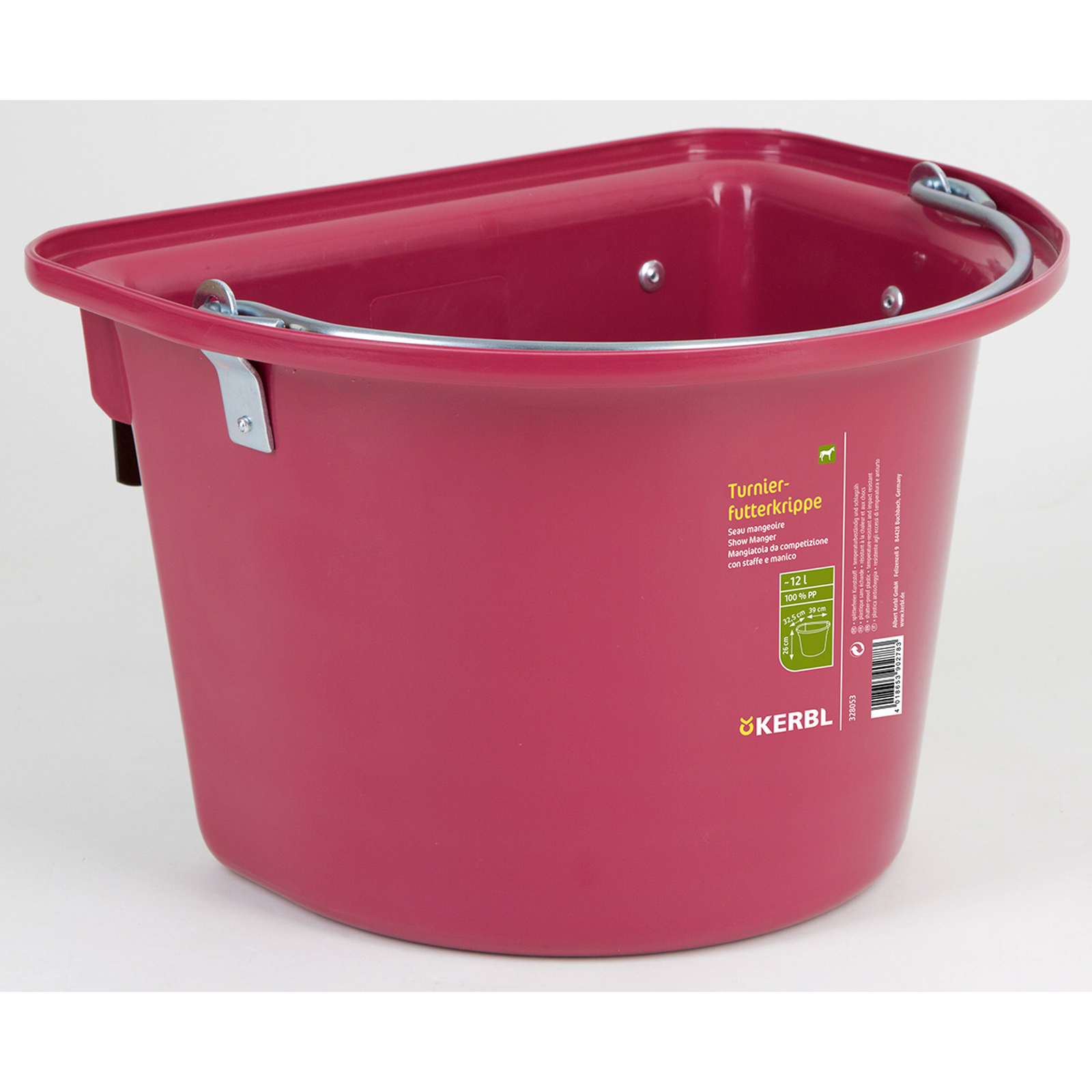 Raspberry Pink Kerbl Show -ämpäri, 12 l, muovia, koukuilla