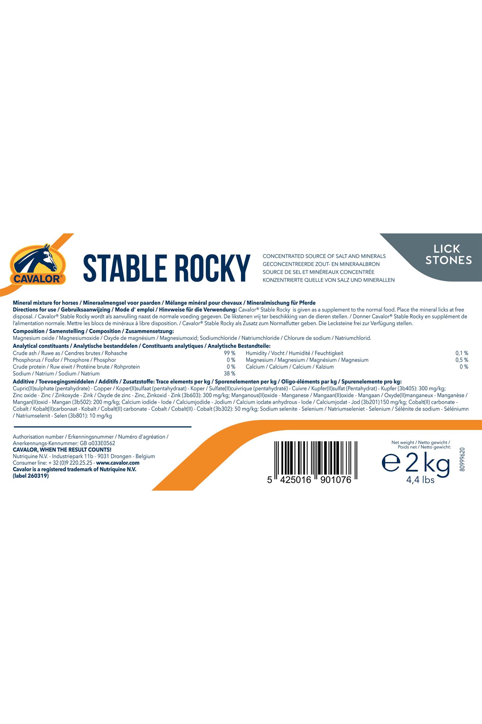 Cavalor Stable Rocky nuolukivi, 10 x 2 kg
