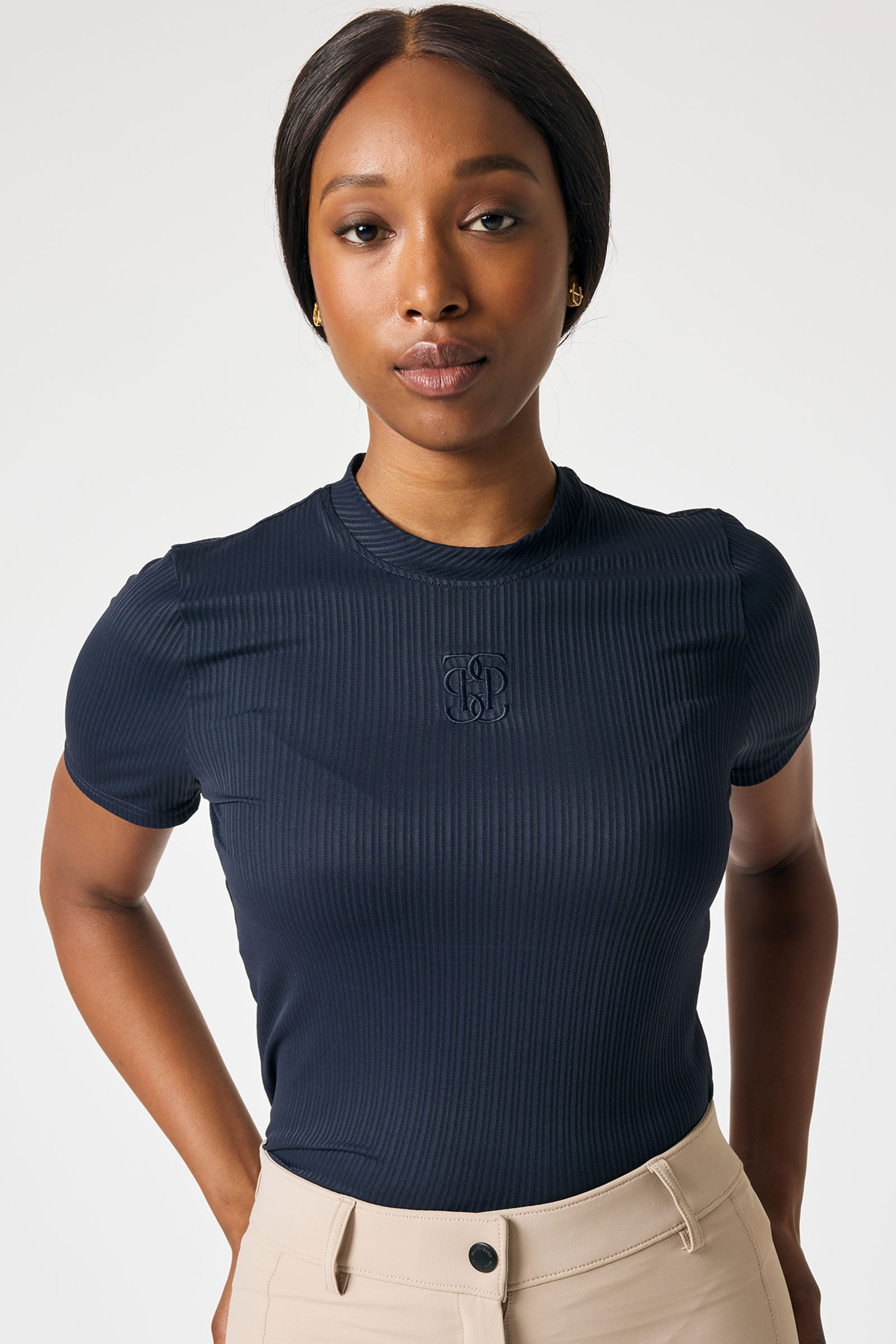 Navy PS of Sweden Courtney S/S Raidallinen Mesh Paita