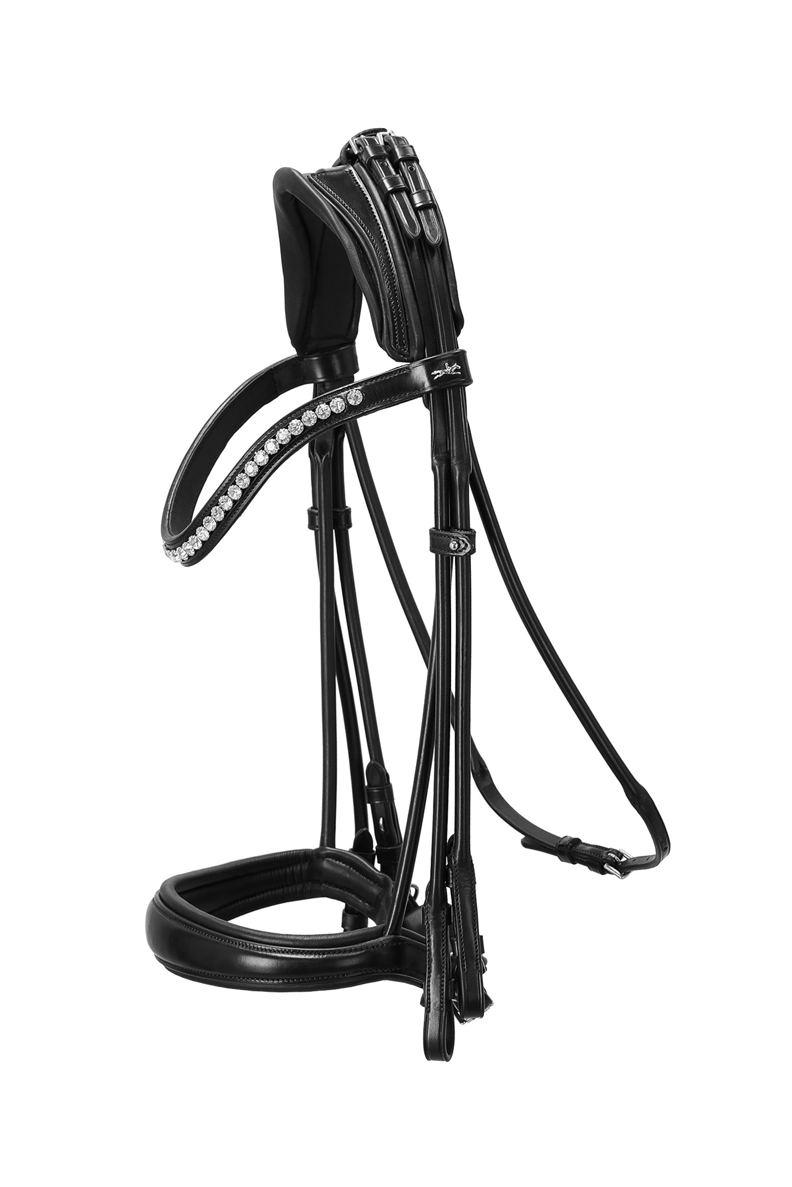 black/silver Schockemöhle Sports Kensington Double Bridle rullattu