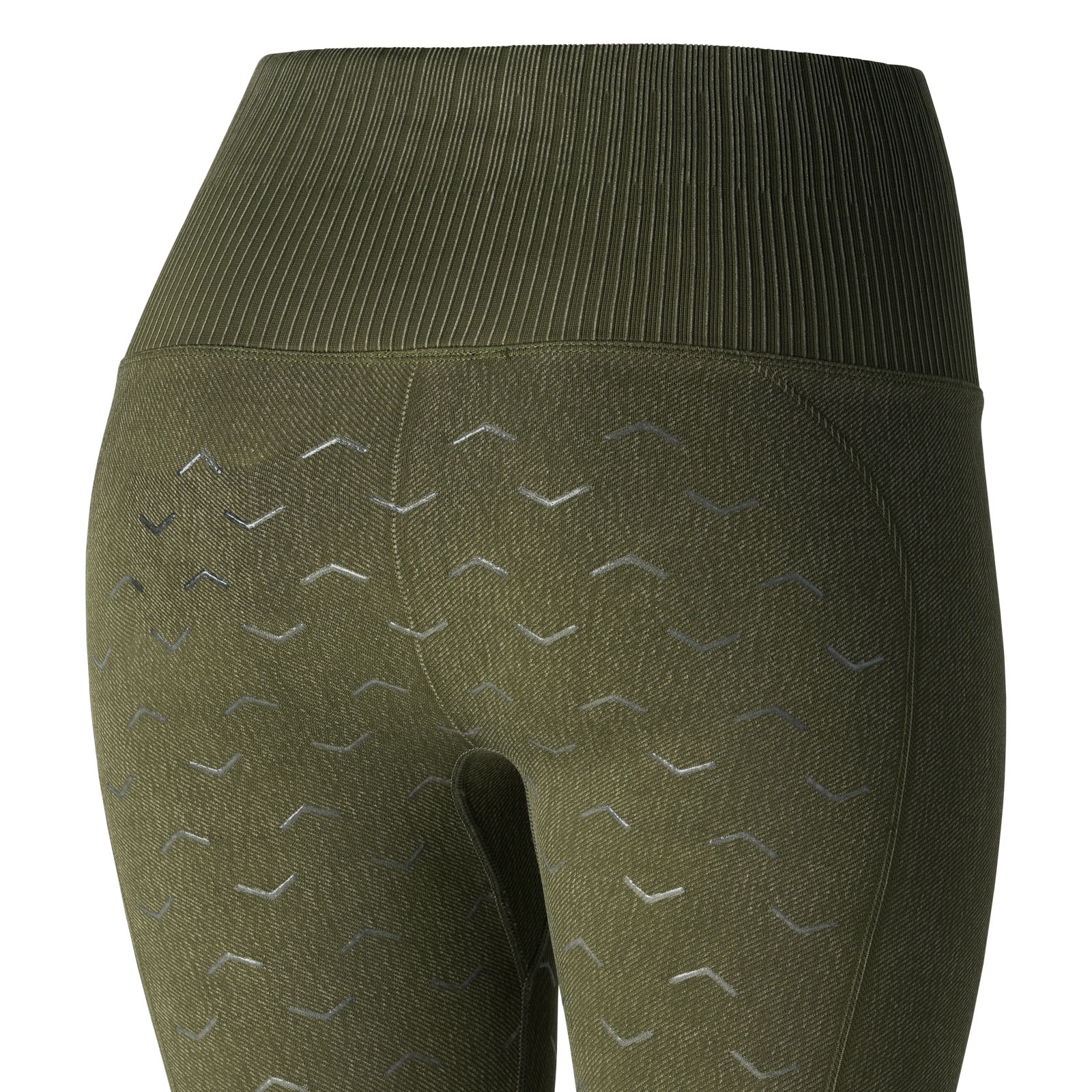 Horze Vanessa Denim-Look naisten saumattomat, kokopaikkaiset ratsastusleggingsit silikonipainatuksilla