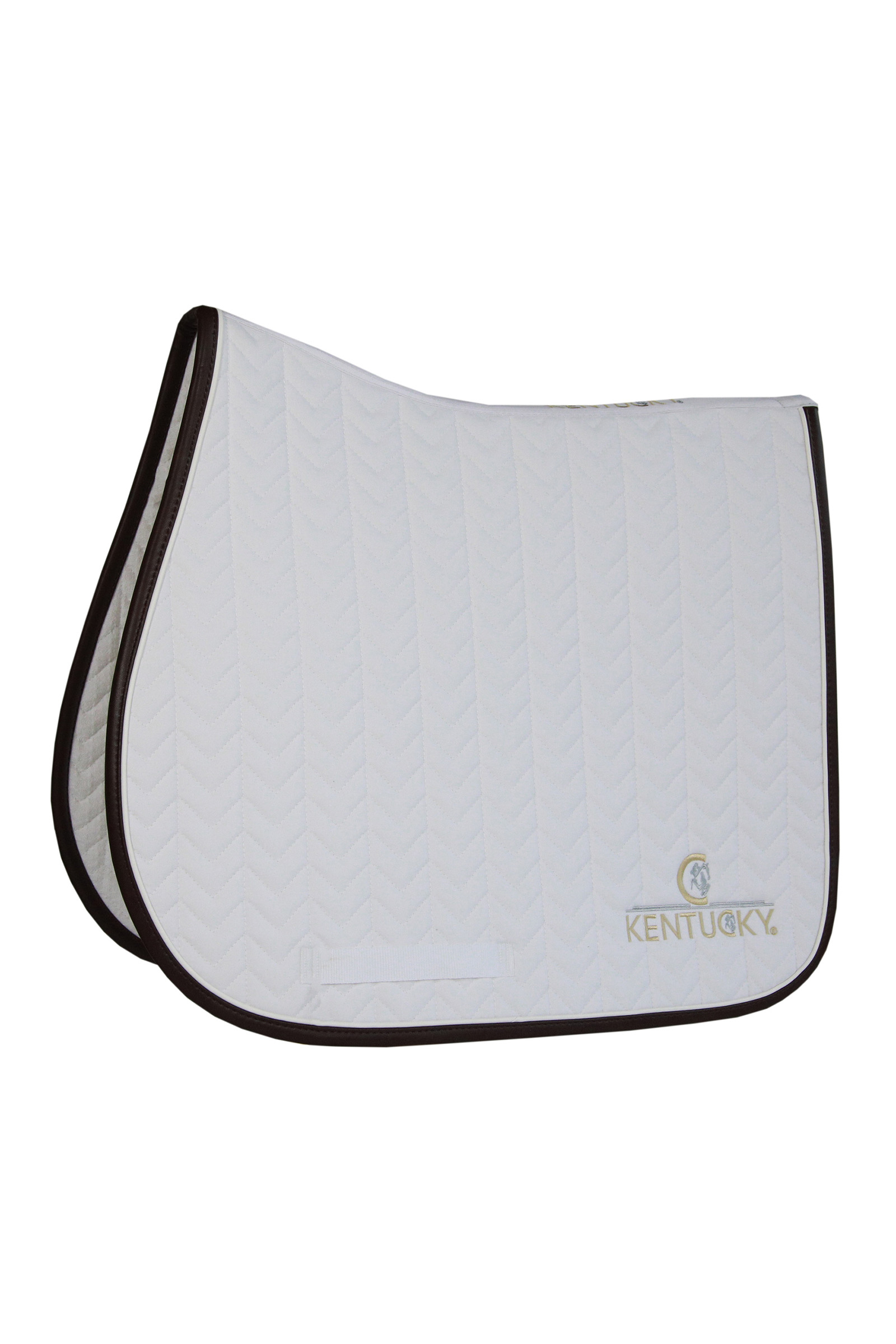 WH/AB Kentucky Horsewear Saddle Pad Leather Fishbone Jumping -esteratsastussatulahuopa