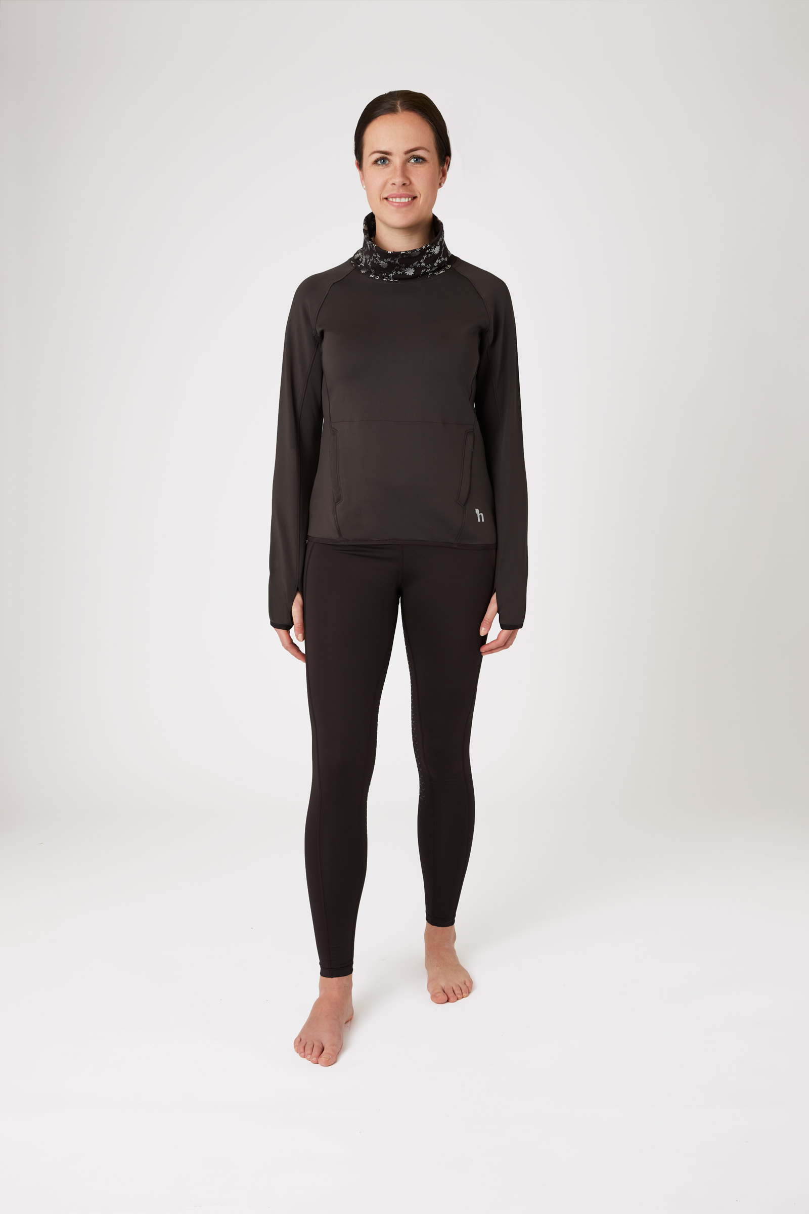 Horze Kaitlin naisten toiminnallinen treenipaita kukallisella kauluksella