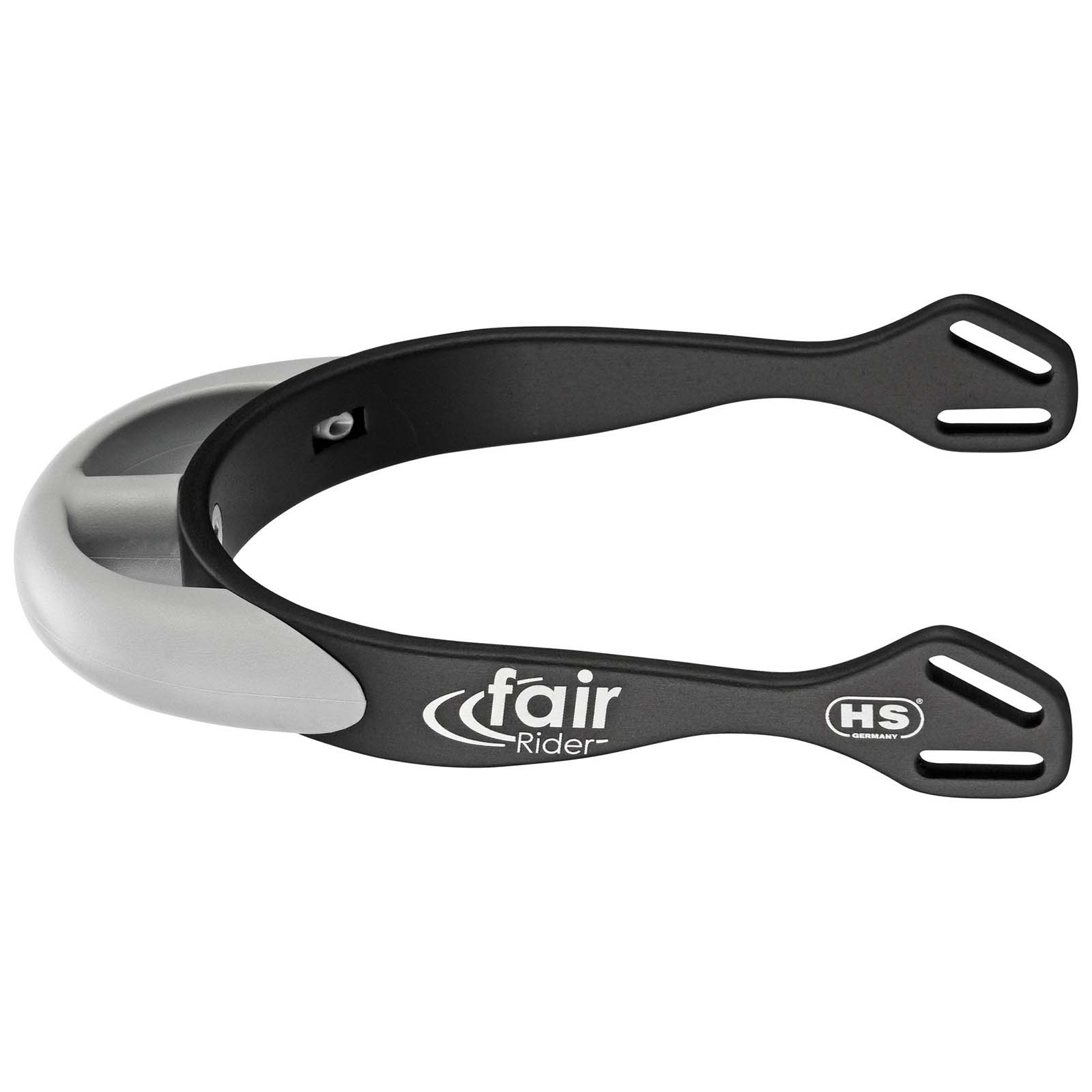 Black/Silver Sprenger FairRider alumiinikannukset pyöristetyllä kannusosalla, 20 mm