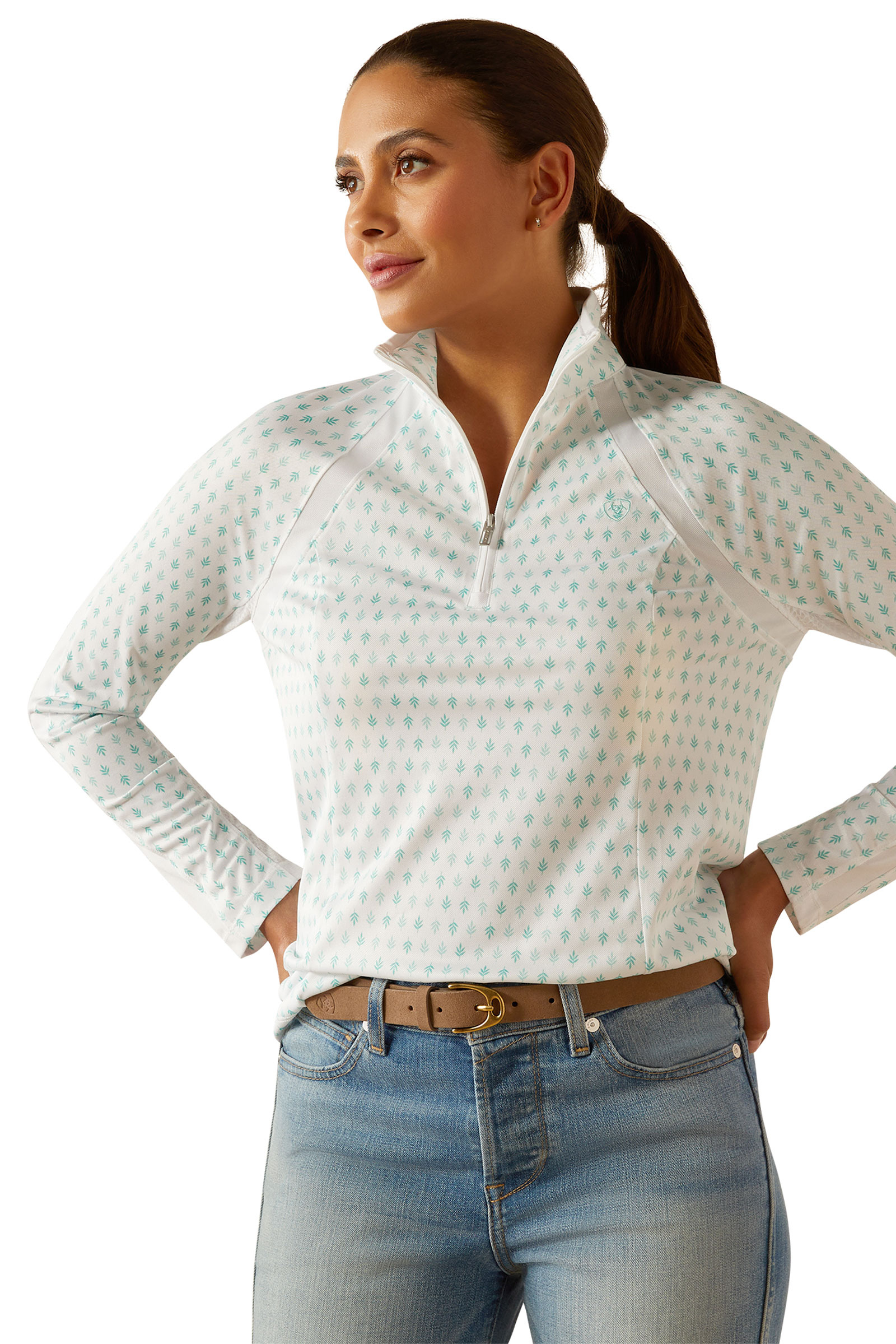 Beach Glass Print Ariat Sunstopper 3.0 naisten aluspaita