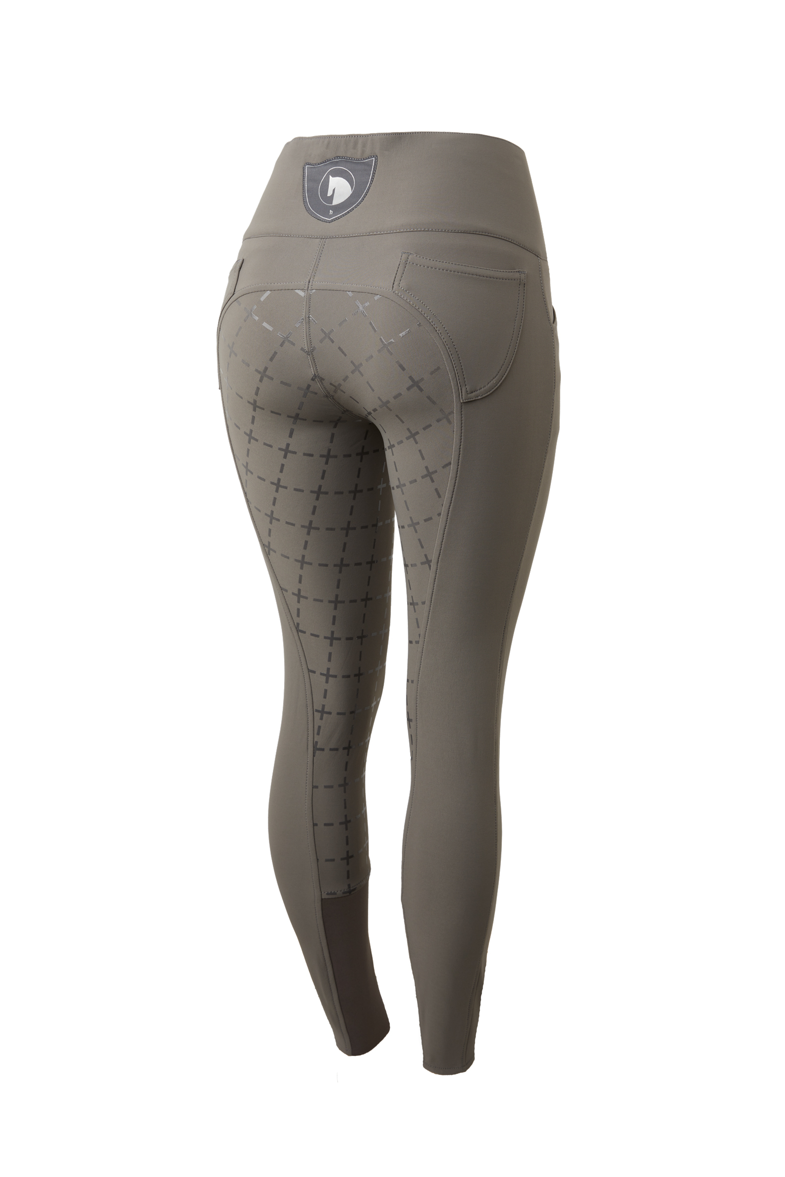 Castle Rock Dark Drey Horze Desiree naisten ratsastushousut korkealla vy&ouml;t&auml;r&ouml;ll&auml; ja kokopaikkaisella silikonigripill&auml;, UPF 50+