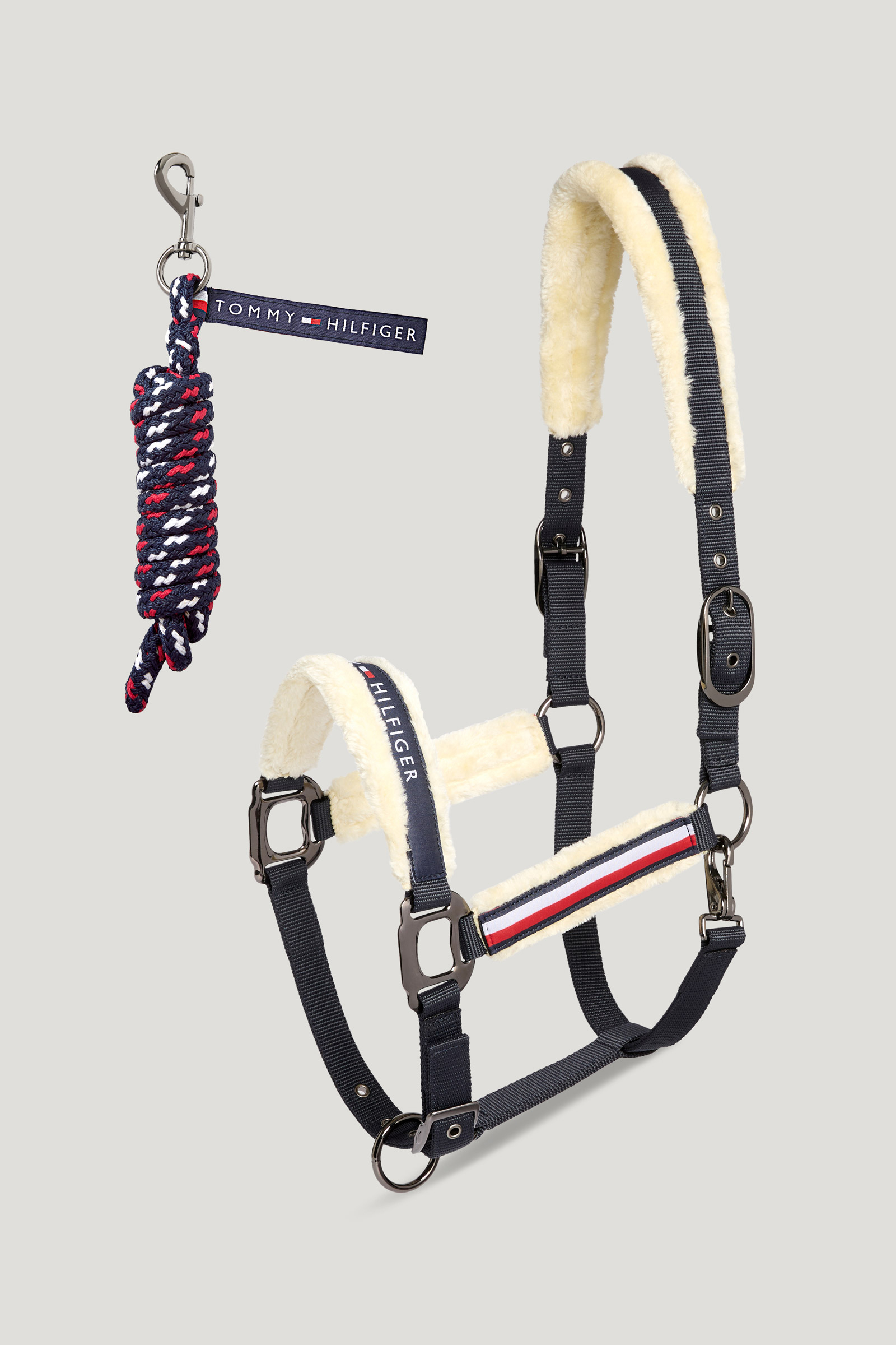 Tommy Hilfiger Equestrian Yale setti tekoturkisriimulla ja taluttimella