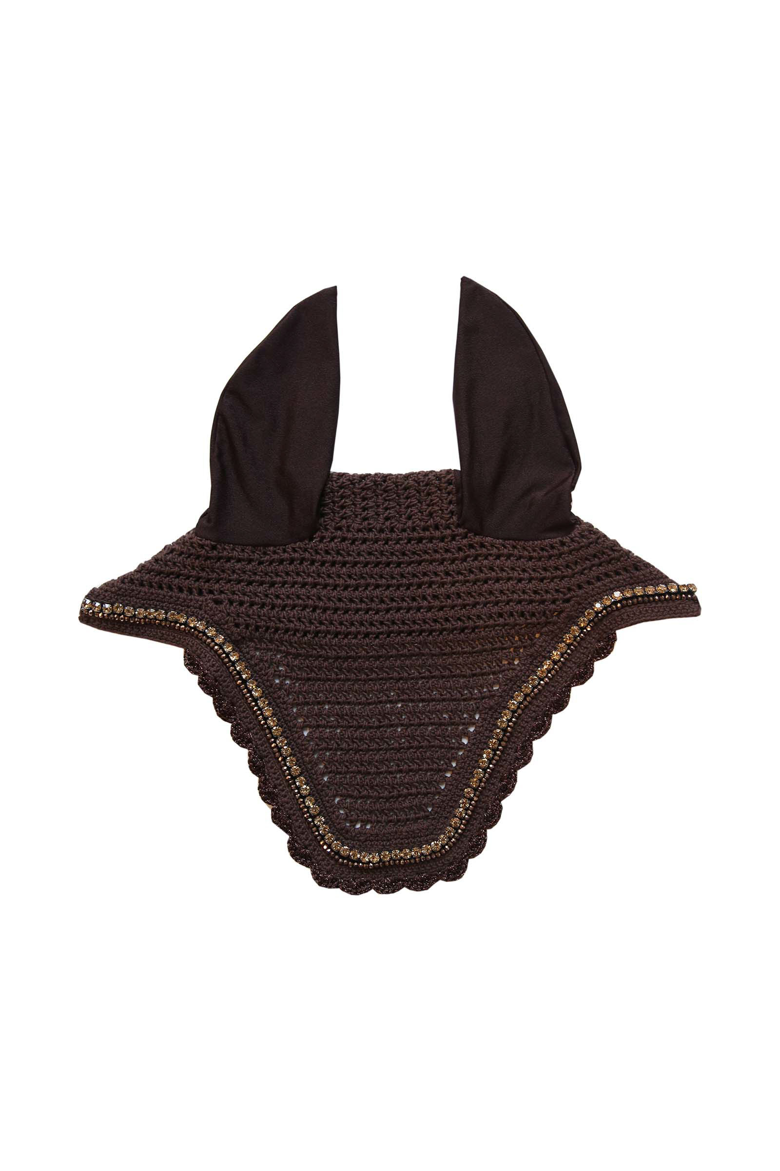 Brown Kentucky Horsewear Wellington äänetön korvahuppu timanteilla ja helmillä