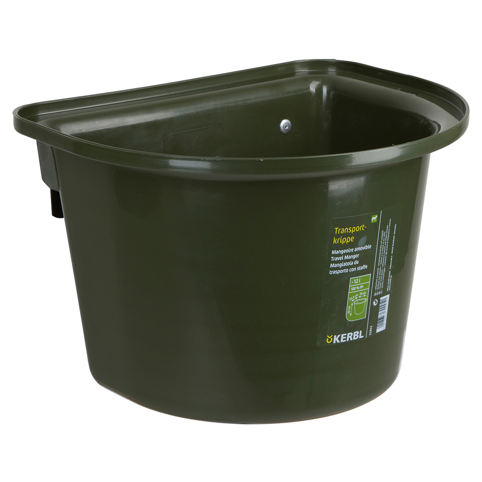 Dark Green Kerbl Travel -&auml;mp&auml;ri, 12 l, muovia, koukuilla