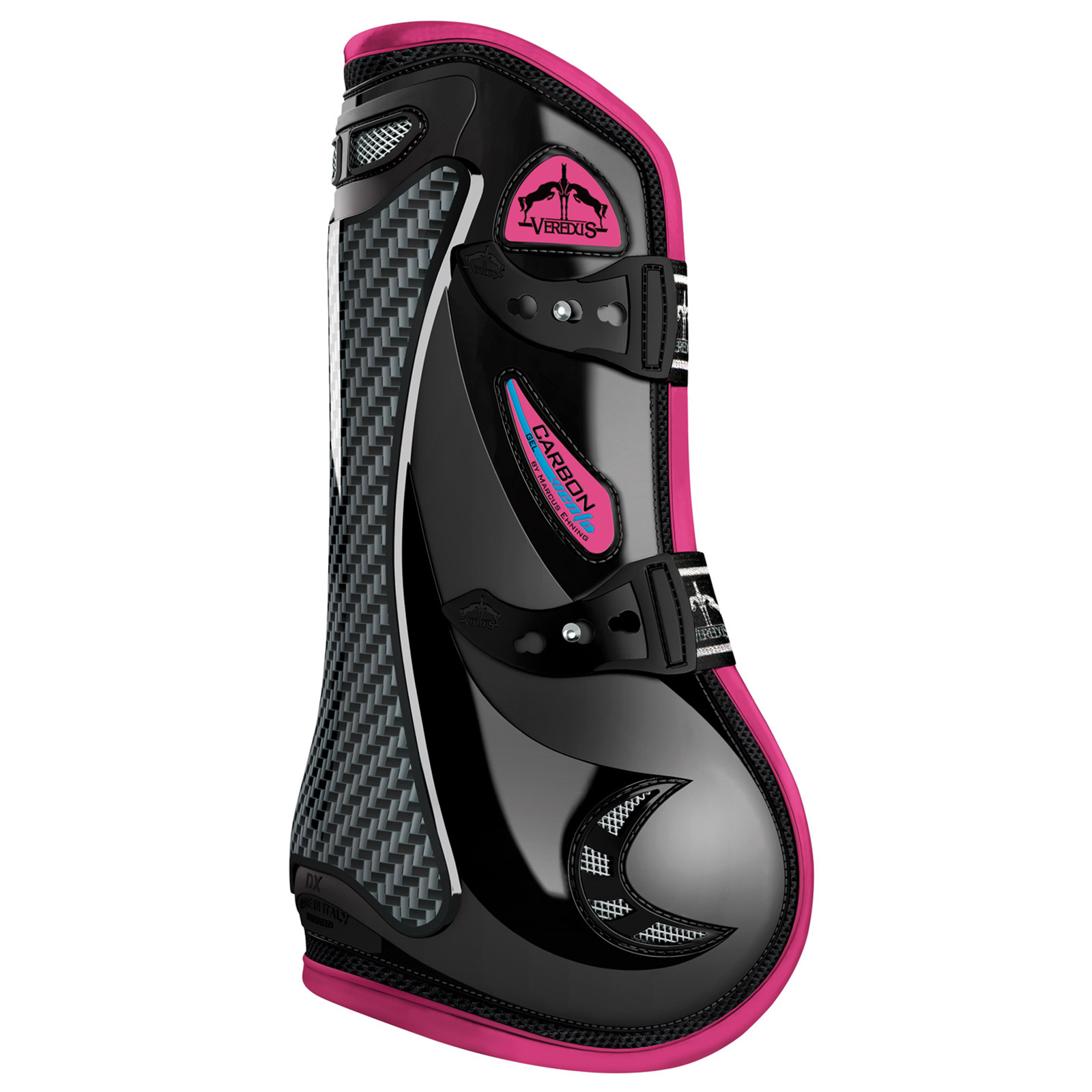 Black/Pink Veredus Carbon Gel Vento Colored Front, värikkäät etujalan jännesuojat