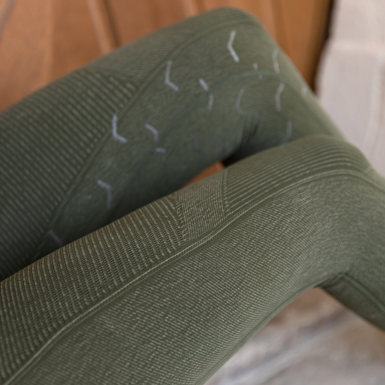 Horze Vanessa Denim-Look naisten saumattomat, kokopaikkaiset ratsastusleggingsit silikonipainatuksilla