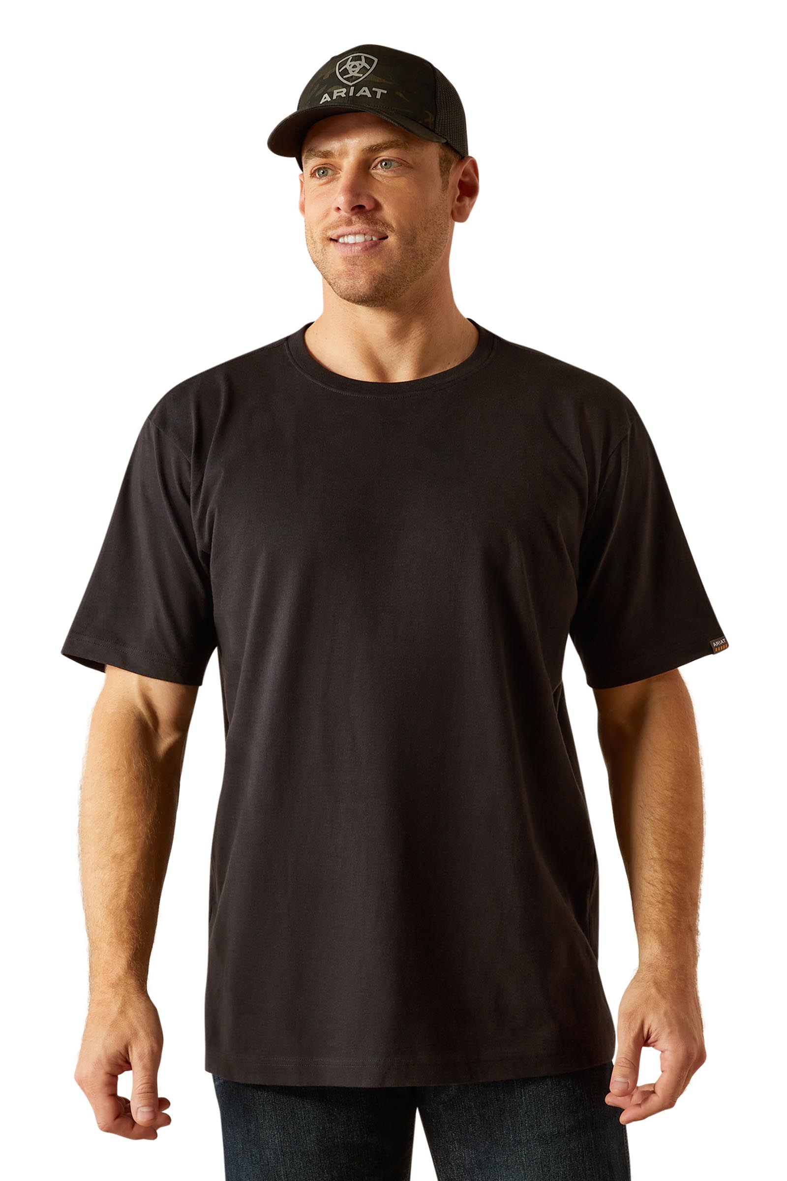 Black Ariat Rebar Cotton Strong Standard Miesten T-paita