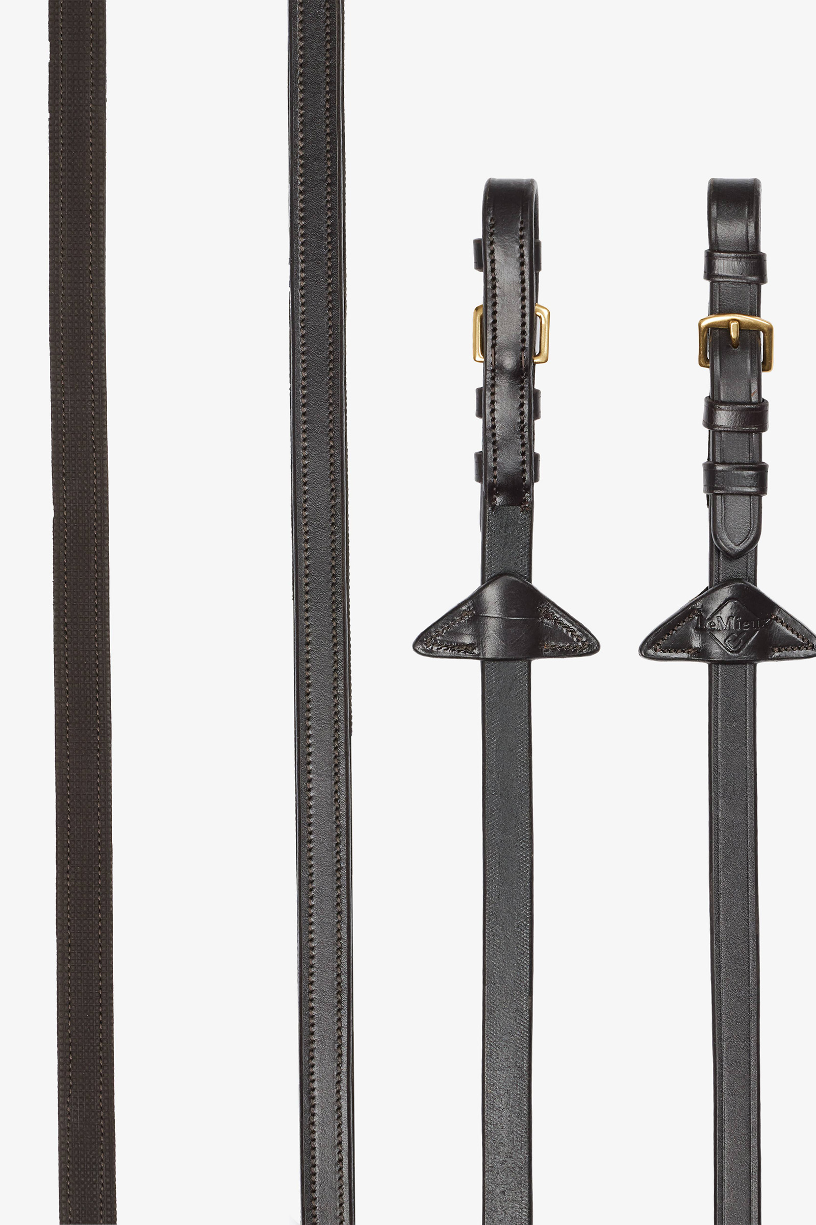 Brown/Brass LeMieux Rubber puolivuoratut kumiohjat