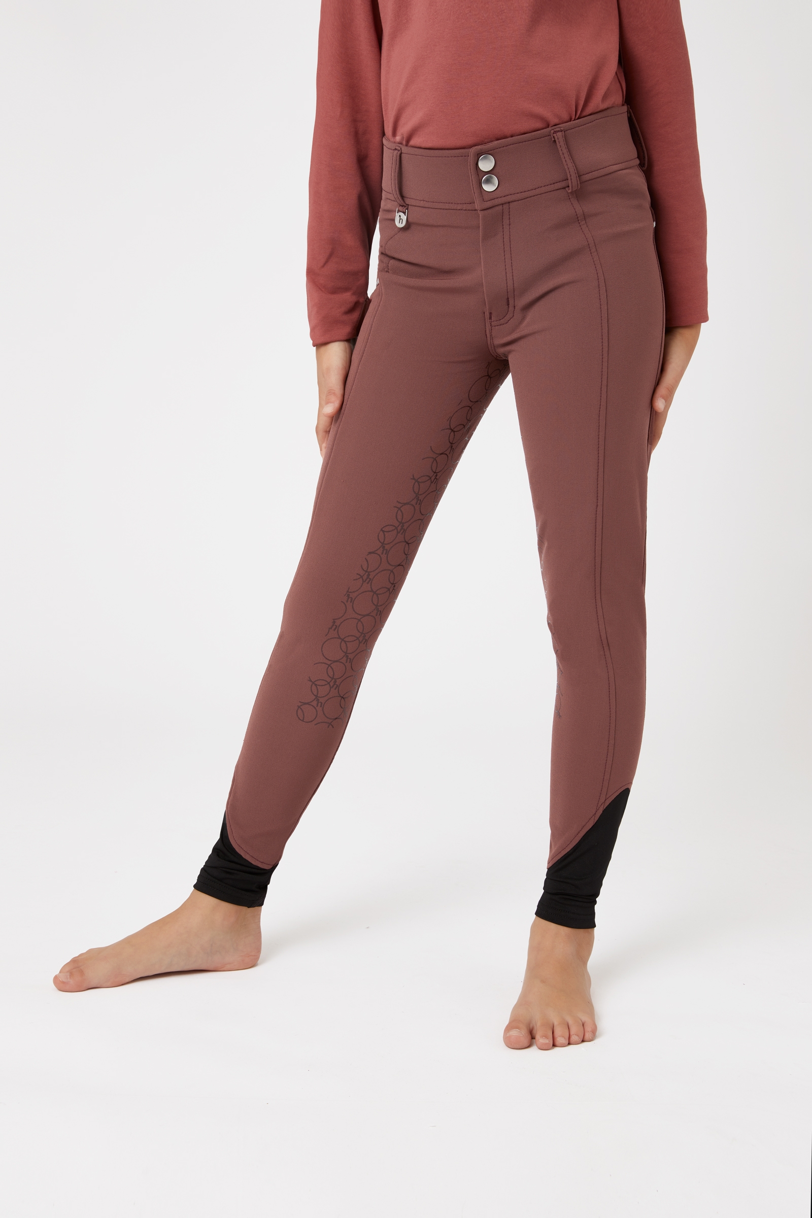 Horze Leighton Teens ratsastushousut silikonipainatetuilla kokopaikoilla ja kännykkätaskulla